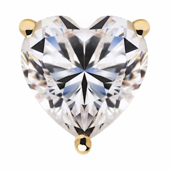 White Cubic Zirconia 14k Yellow Gold Heart Studs With Velvet Gift Box 1.50ctw