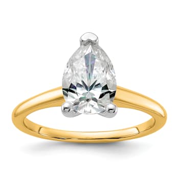 14K Yellow Gold With White Gold Accents 2 ct. G H I True Light Pear
Moissanite Solitaire Ring