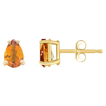 6x4mm Pear Shape Citrine 14k Yellow Gold Stud Earrings