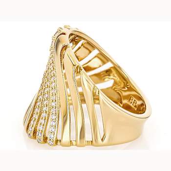 CZ Cluster Ring In 18K Gold Over Sterling Silver 0.79ctw