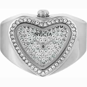 Invicta Mini 18.5mm White Dial Stainless Steel Band Quartz Ring Watch