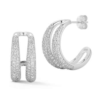 Rachel Zoe Pave Double Row Graduated Hoop Earrings in Rhodium Over
Sterling Silver