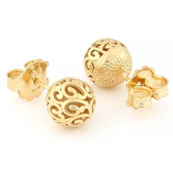 Filigree Stud Earrings In 18K Gold Over Sterling Silver