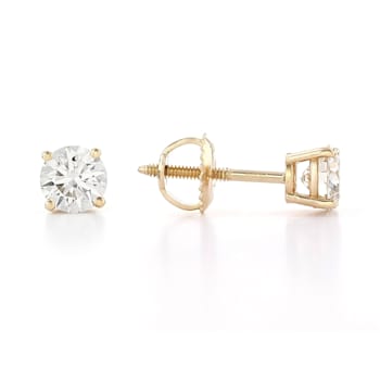 Certified White Lab-Grown Diamond H-I SI 14k Yellow Gold Stud Earrings 1.00ctw