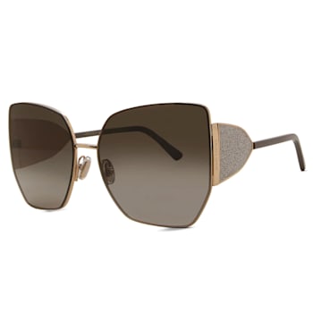 Jimmy Choo River Gold Tone Oversize Frame / Brown Lens Sunglasses