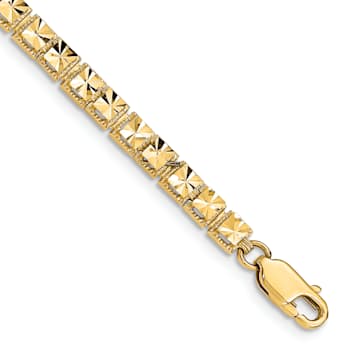 14k Yellow Gold Diamond-Cut Fancy Link Bracelet