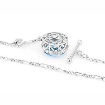 Sky Blue Topaz Solitaire Necklace In Sterling Silver 6.61ct