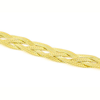 Diamond-Cut Braided Herringbone Bracelet In 18K Gold Over Sterling Silver