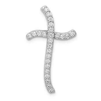 Rhodium Over 14k White Gold Diamond Cross Chain Slide