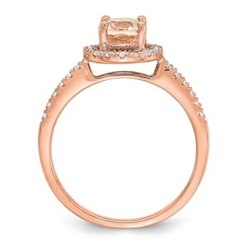 14K Rose Gold Morganite Diamond Halo Engagement Ring