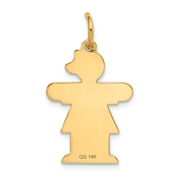 14K Yellow Gold Satin Girl with Bow and heart Charm