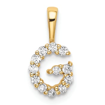 14K Yellow Gold Lab Grown Diamond Letter G Initial Pendant