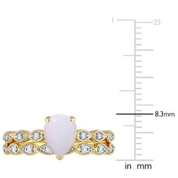 Opal and Diamond 10K Yellow Gold Ring 0.7ctw