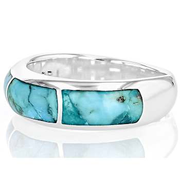 Turquoise Three-Stone Inlay Ring In Sterling Silver