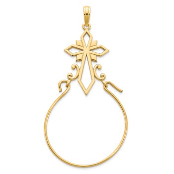 14K Yellow Gold Fancy Cross Charm Holder Pendant