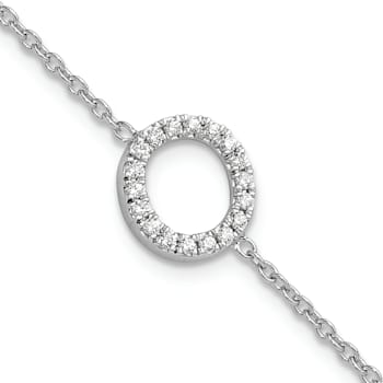 Rhodium Over 14k White Gold Diamond Sideways Letter O Bracelet