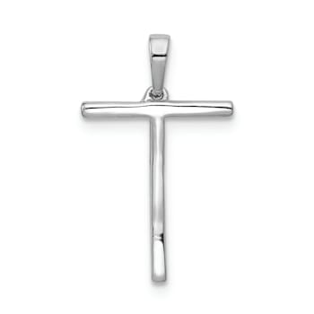 Rhodium Over 14K White Gold Diamond Letter T Initial Pendant