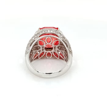 10.73ct Rhodochrosite and 1.14ctw White Diamond Ring in 14K WG