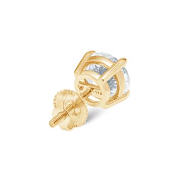 White Cubic Zirconia 14k Yellow Gold Studs With Velvet Gift Box 1.50ctw