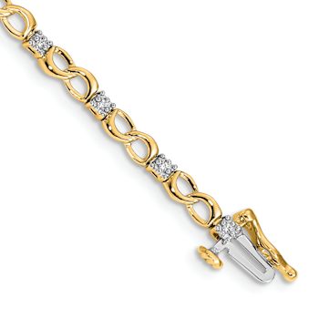 10k Yellow Gold and 10k White Gold Diamond Figure 8 Link Bracelet