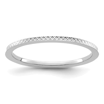 14K White Gold 1.2mm Criss-Cross Pattern Stackable Expressions Band