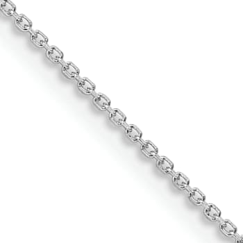 Rhodium Over Sterling Silver 1mm 8 Sided Diamond-cut Cable Chain Necklace
