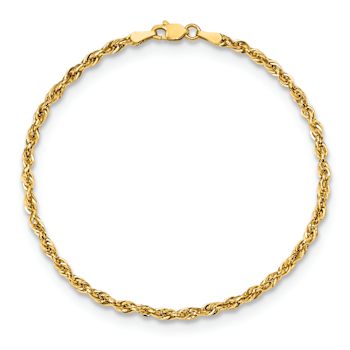 14k Yellow Gold 2.8mm Rope Link Bracelet, 7 Inches