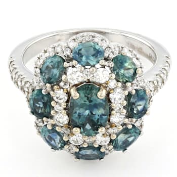 Montana Sapphire and Diamond 14K White Gold Ring 3.75ctw