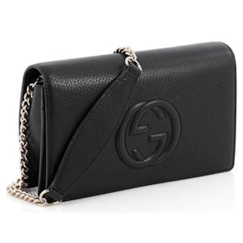 Gucci Soho Wallet on Chain Black Leather Crossbody Clutch Bag