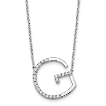 Rhodium Over 14k White Gold Sideways Diamond Initial G Pendant Cable
Link 18 Inch Necklace