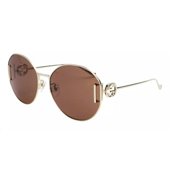 Gucci Gold Tone Frame with "GG Logo" / Brown Lens Sunglasses