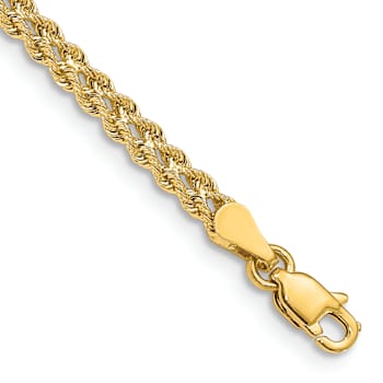 10k Yellow Gold 3mm Wide Double Strand Rope Bracelet