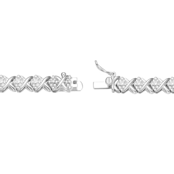 White Diamond Rhodium Over Sterling Silver Tennis Bracelet 0.10ctw