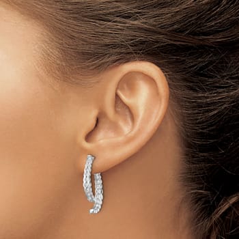 Rhodium Over 14K White Gold Lab Grown Diamond Front and Back Post Dangle Earrings
