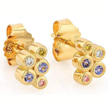 Tanzanite And Lab-Grown Diamond Earrings In 18K Gold Over Sterling
Silver 0.25ctw