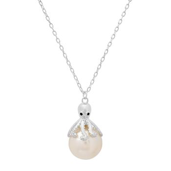 12mm Shell Pearl And White Cubic Zirconia Rhodium Over Sterling Silver
Octopus Pendant 0.01ctw