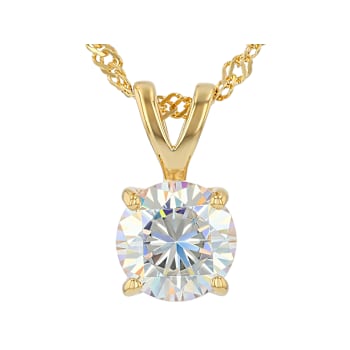 Diamond Simulant Solitaire Pendant Necklace In 18K Gold Over Sterling
Silver 3.00ct