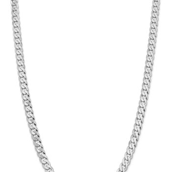 Rhodium Over 14k White Gold 7.25mm Solid Flat Beveled Curb 24 Inch Chain