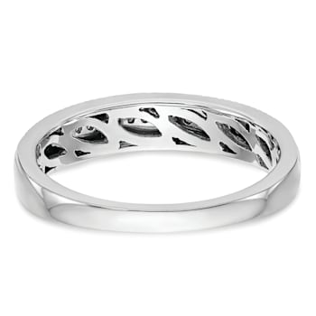 Rhodium Over 14K White Gold Diamond Trio Ladies Wedding Band 0.10ctw