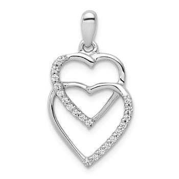 Rhodium Over 14k White Gold Diamond Entwined Hearts Pendant