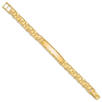14k Yellow Gold Textured Nugget ID Bracelet