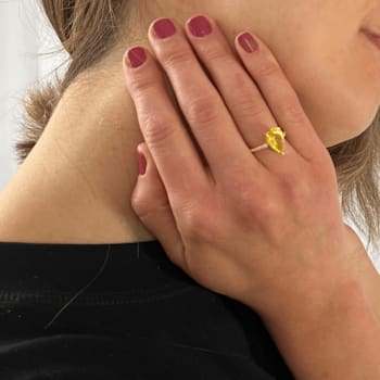 Pear Lab Created Yellow Sapphire with White Topaz 18K Yellow Gold Over
Sterling Silver Ring 3.80ctw