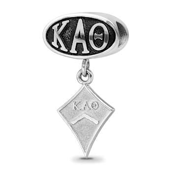 Sterling Silver LogoArt Kappa Alpha Theta Oval with Kite Dangle Bead