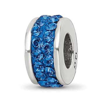 Sterling Silver Reflections Blue Double Row Preciosa Crystal Bead