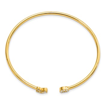 14K Yellow Gold Lab Grown Diamond X and O Cuff Bangle