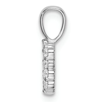 Rhodium Over 14K White Gold Lab Grown Diamond Letter B Initial Pendant