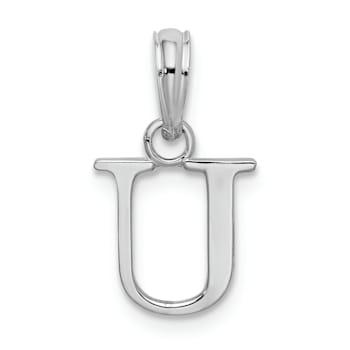 Sterling Silver Polished Block Initial -U- Pendant