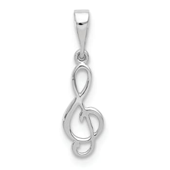 Rhodium Over 14k White Gold Treble Clef Pendant