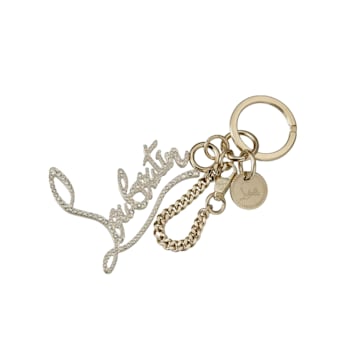 Christian Louboutin Logo Gold and Crystal Keyring