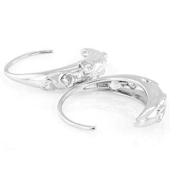Romantic CZ Heart J-Hoop Earrings In Sterling Silver
